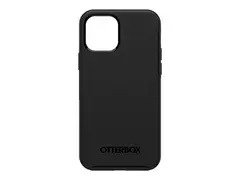 OtterBox Symmetry Series+ - Baksidedeksel for mobiltelefon med MagSafe - polykarbonat, syntetisk gummi - svart - for Apple iPhone 12, 12 Pro