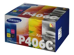 Samsung CLT-P406C - 4-pack - svart, gul, cyan, magenta original - tonerpatron (SU375A) - for Samsung CLX-3300, 3302, 3303, 3304, 3305, 3306, 3307, SCX-3300, 3301, 3305, 3306