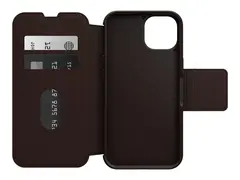 OtterBox Strada Series - Lommebok for mobiltelefon MagSafe-samsvar - lær, polykarbonat, metallås - espressobrun - for Apple iPhone 14