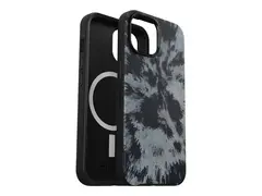 OtterBox Symmetry Series - Baksidedeksel for mobiltelefon MagSafe-samsvar - polykarbonat, syntetisk gummi, sølvfosfatglass - burnout sky (black) - for Apple iPhone 15
