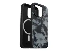 OtterBox Symmetry Series - Baksidedeksel for mobiltelefon MagSafe-samsvar - polykarbonat, syntetisk gummi, sølvfosfatglass - burnout sky (black) - for Apple iPhone 15 Pro